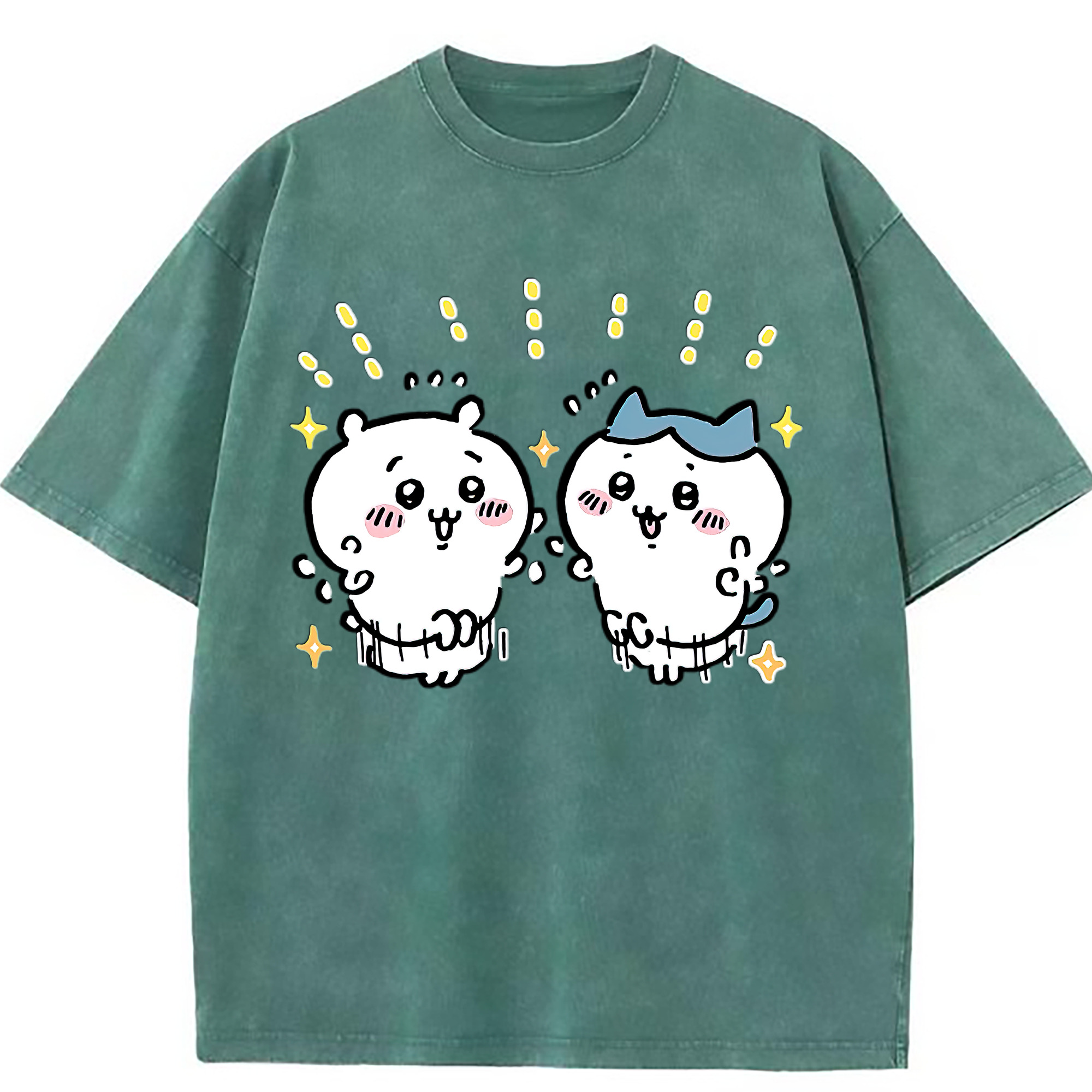 （画像用） ちいかわ ハチワレ Chii-kawa hachiware 綿100% ヴィンテージ風 半袖Tシャツ（フロントプリント）